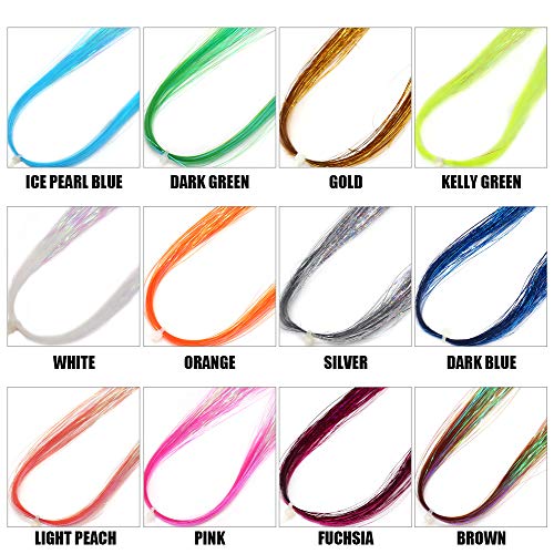 Maximumcatch 12Packs Twisted Flashabou Holographic Tinsel Fly Fishing Tying  Crystal Flash String Jig Hook Lure Making Materials