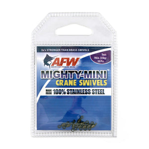 American Fishing Wire Mighty Mini Stainless Steel Crane Swivels, Size #14, 78 lb Test, Gunmetal Black, 10 pc