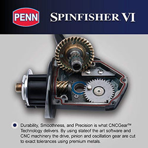Penn 1481262 Spinfisher VI Spinning Saltwater Reel, 4500 Reel Size, 6.2: 1 Gear Ratio, 40" Retrieve Rate, 6 Bearings, Ambidextrous