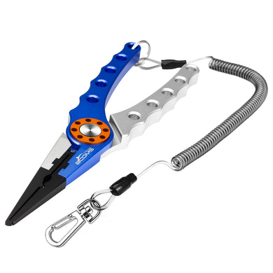 Booms Fishing X1 Aluminum Fishing Pliers Hook Remover Braid Line Cutting and Split Ring with Coiled Lanyard and Sheath