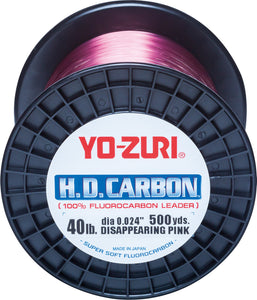 Yo-Zuri H.D.Carbon Fluorocarbon 100% Leader 500Yds 40Lbs 458M (0.602mm) Disappearing Pink